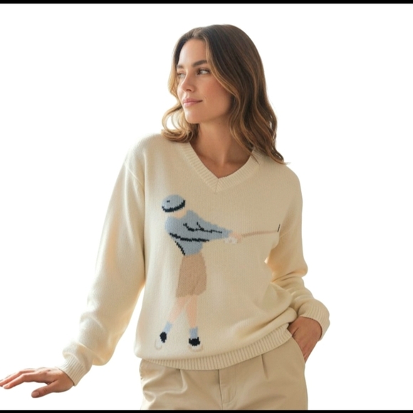 Liz Claiborne Sweaters - Vintage Liz Claiborne Liz Golf Sweater – Cotton Golf Graphic Sweater – Size M